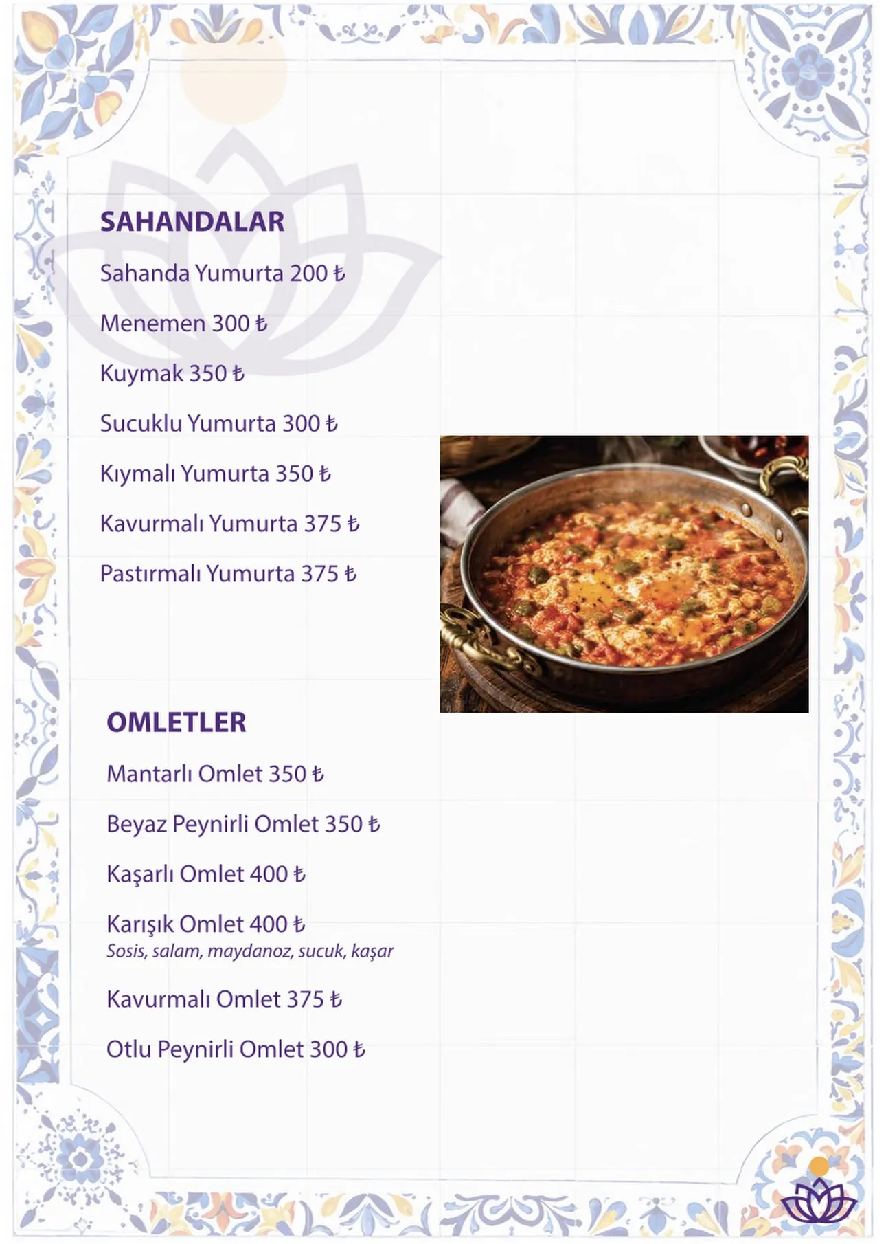 Menü sayfası 3