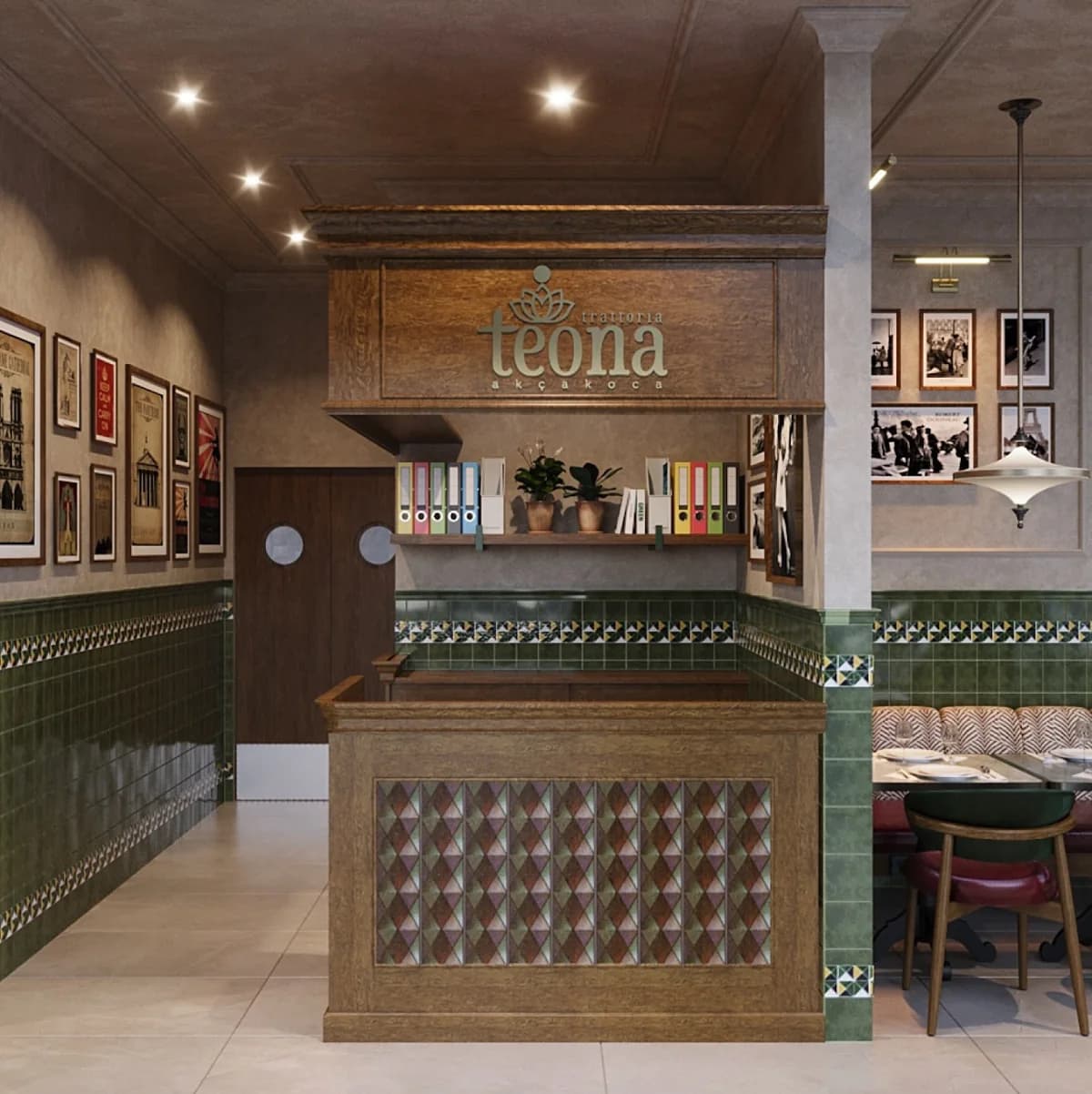 Teona Trattoria iç mekan — bar bölümü